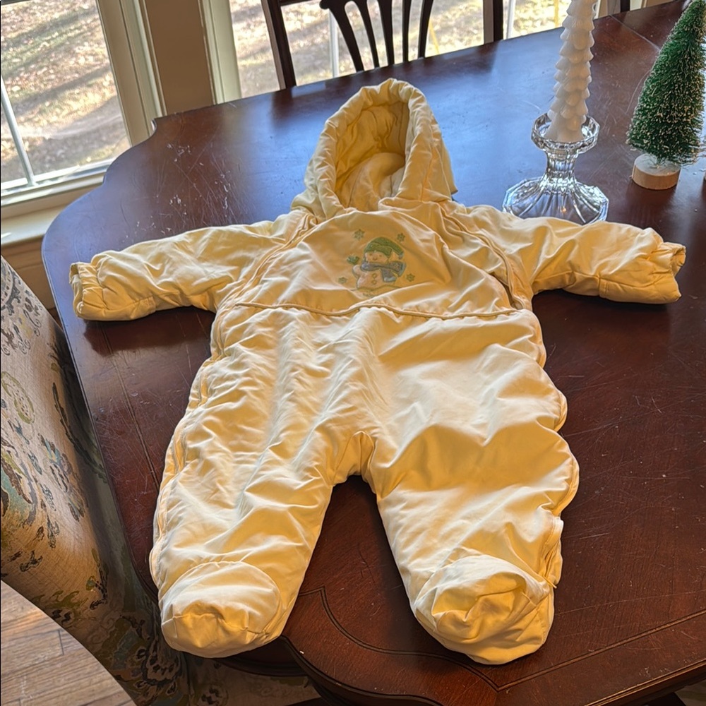 Yellow Baby Snowsuit with Hood
